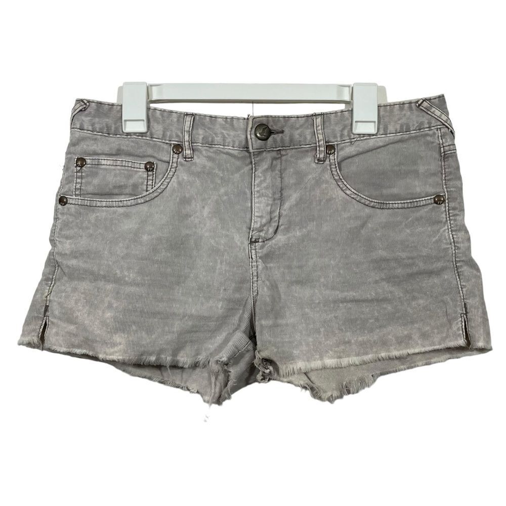 Free People Grey Wash Midi Jean Shorts